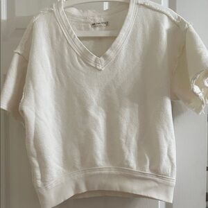 We The Free Off-White Textured V-Neck Tee